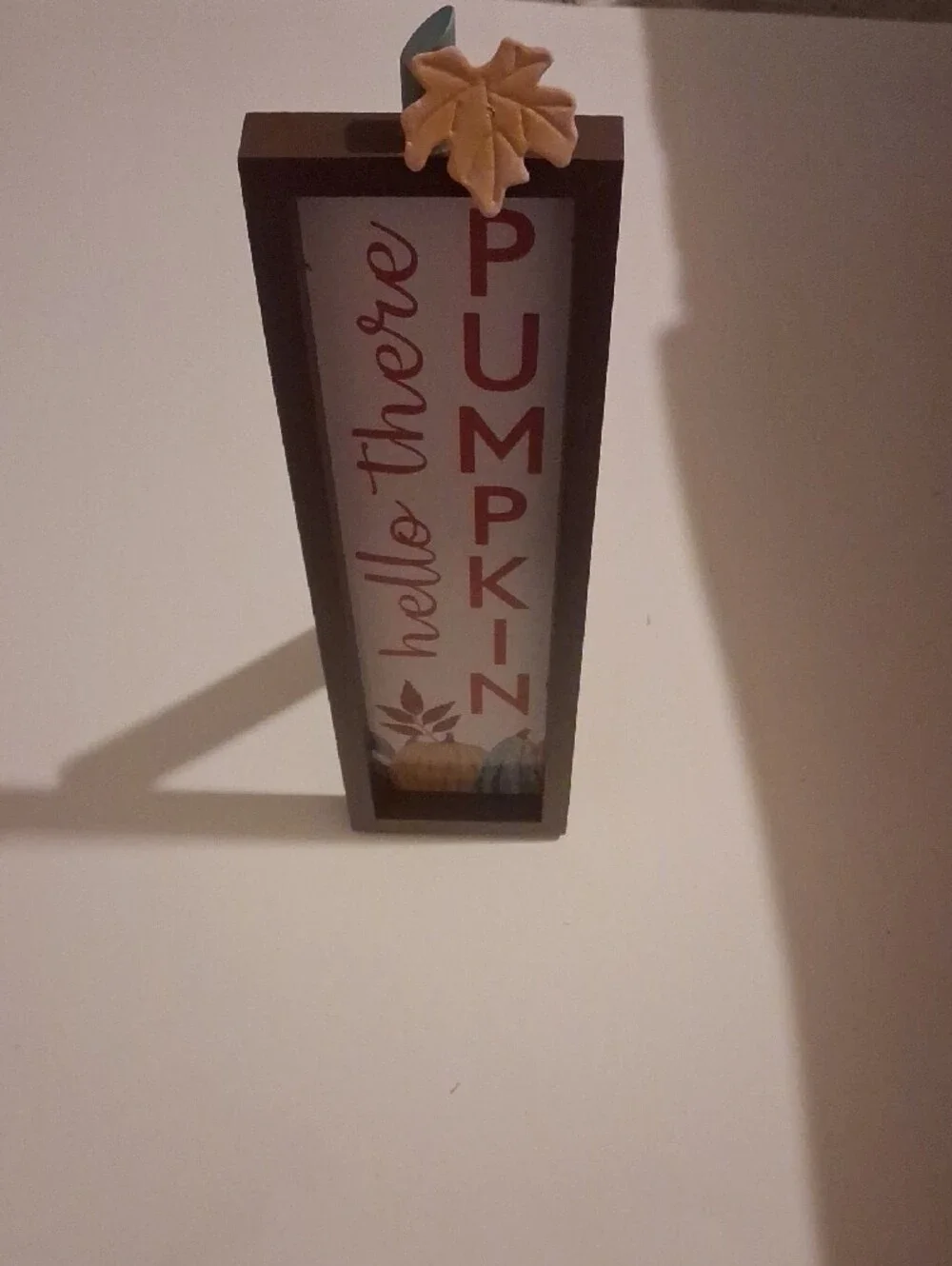 Autumn 'Hello There Pumpkin' Wall Sign - Brown Frame, Orange Accents